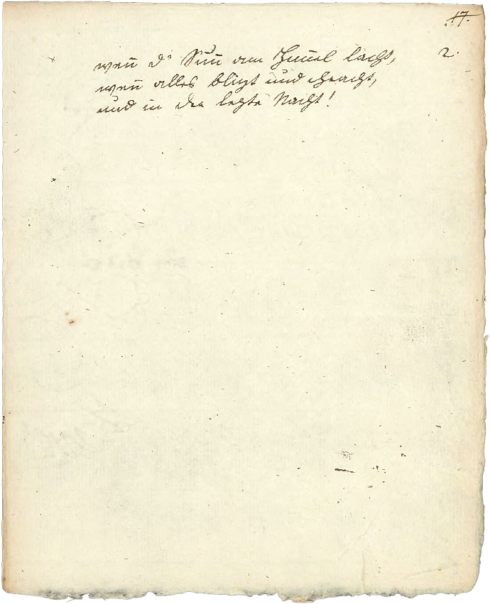 Dritte Seite von Johann Peter Hebels eigenhändiger Satzvorlage zu Freude in Ehren.