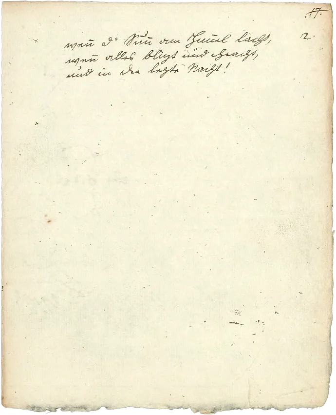 Dritte Seite von Johann Peter Hebels eigenhändiger Satzvorlage zu Freude in Ehren.