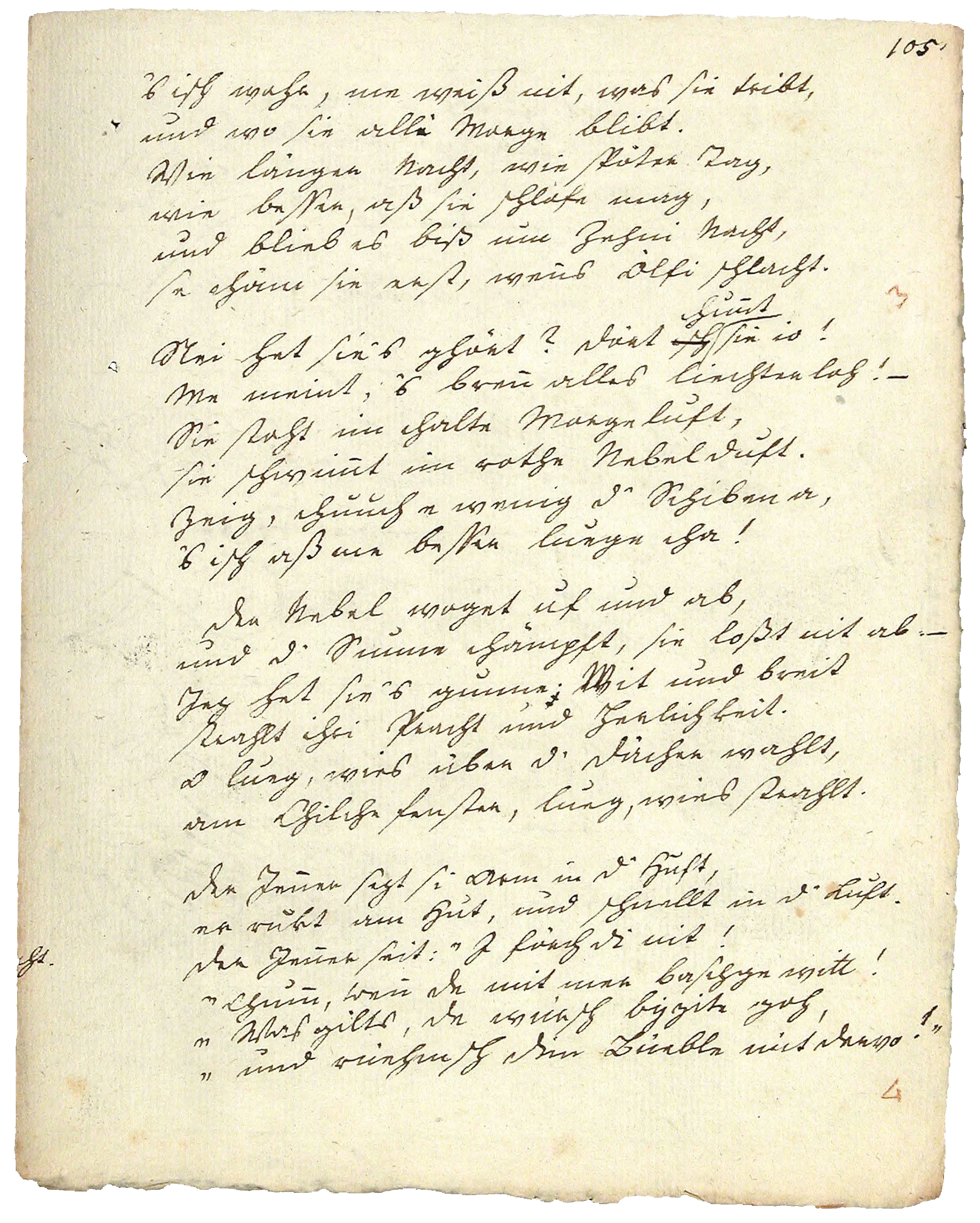 Dritte Seite von Johann Peter Hebels eigenhändiger Satzvorlage zum Jenner.