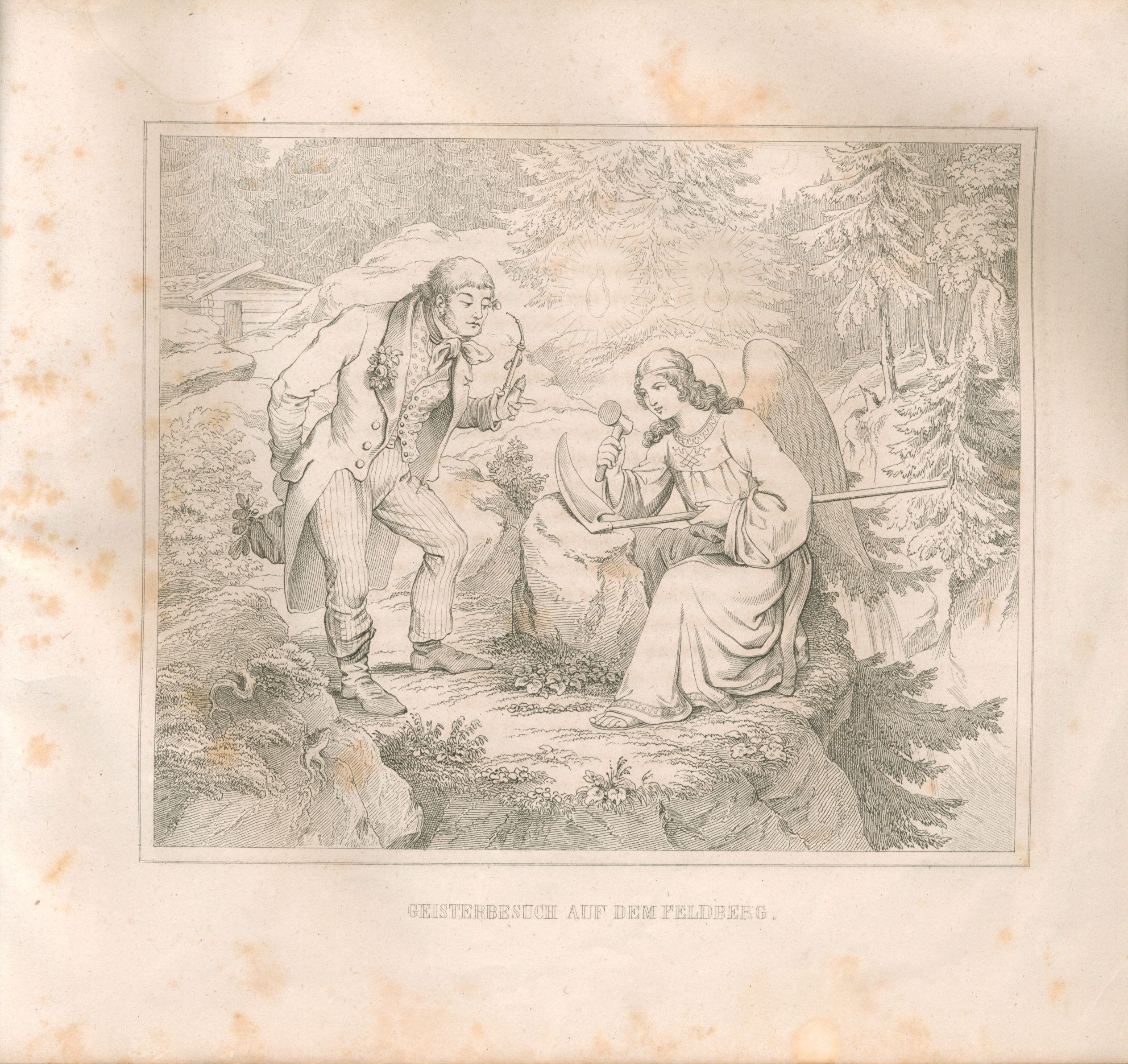 Julius Nisles Lithographie zu Hebels Geisterbesuch auf dem Feldberg.
