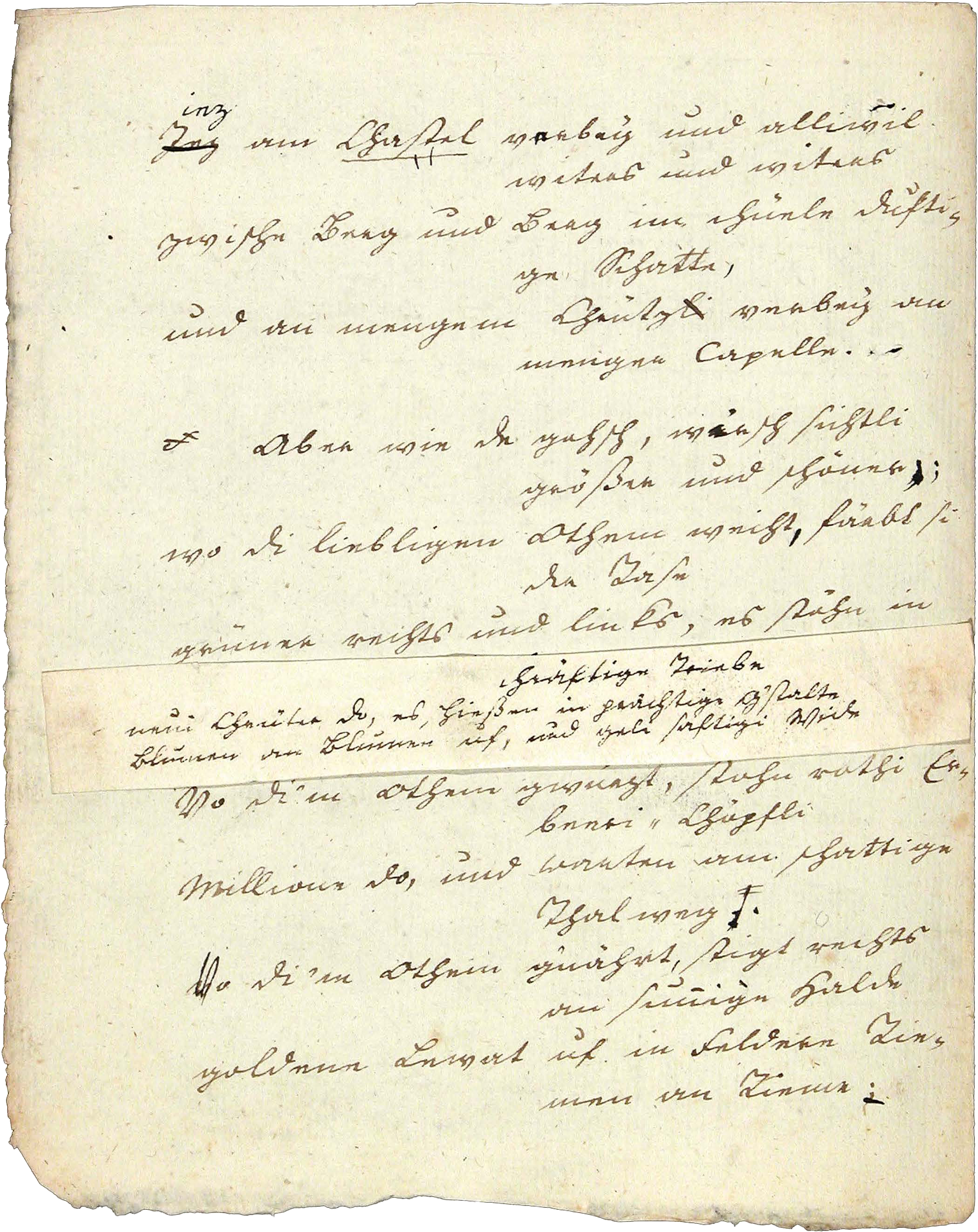 Johann Peter Hebel, eigenhändige Satzvorlage der Wiese, sechste Seite.
