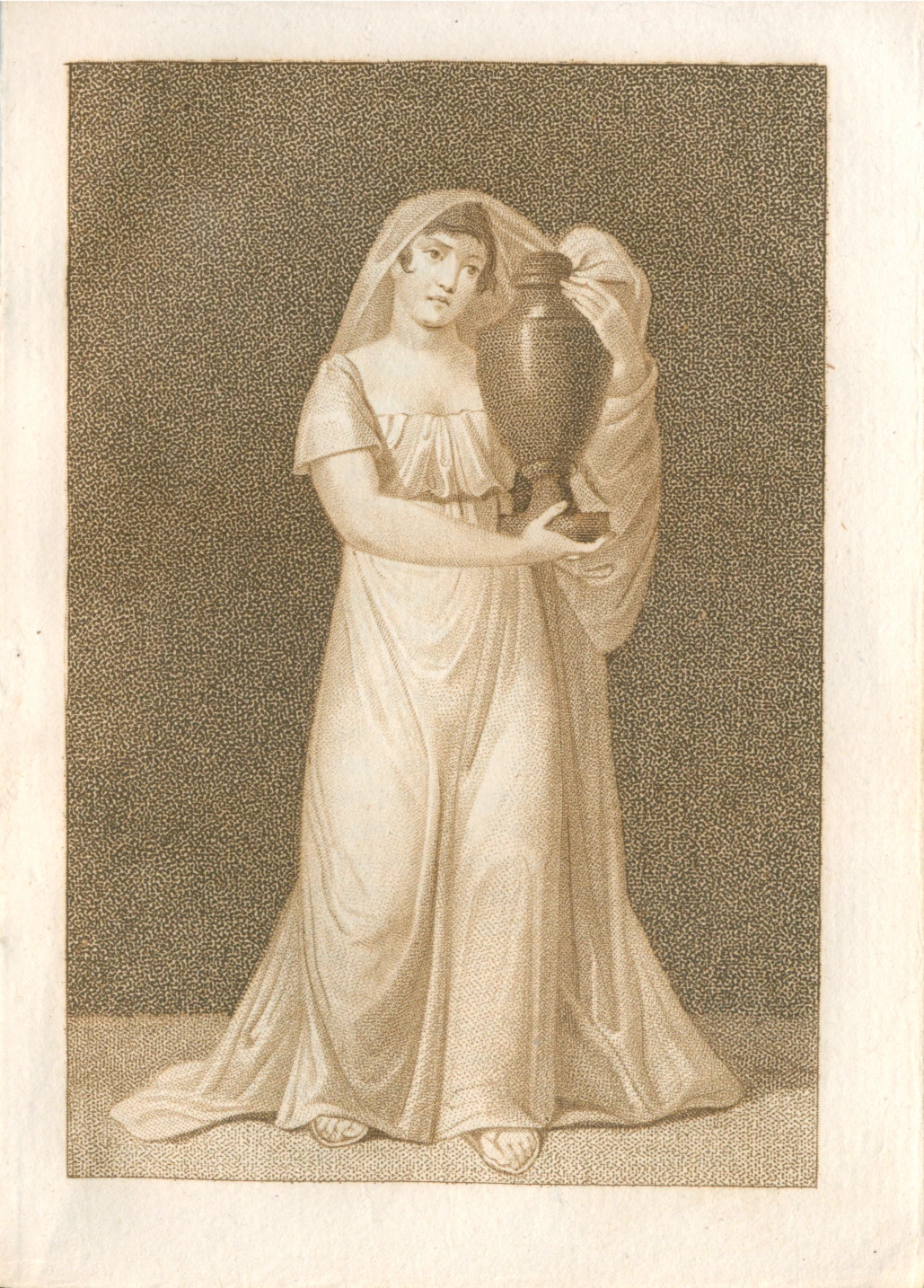 Henriette Hendel als Agrippina mit einer Urne.