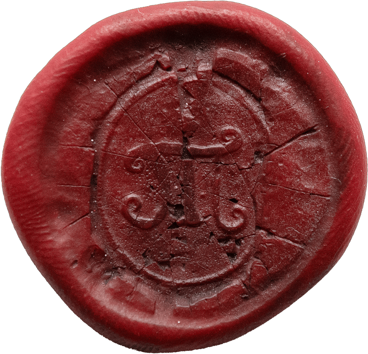 Hebels rotes Wachssiegel mit dem Proteus-Symbol
